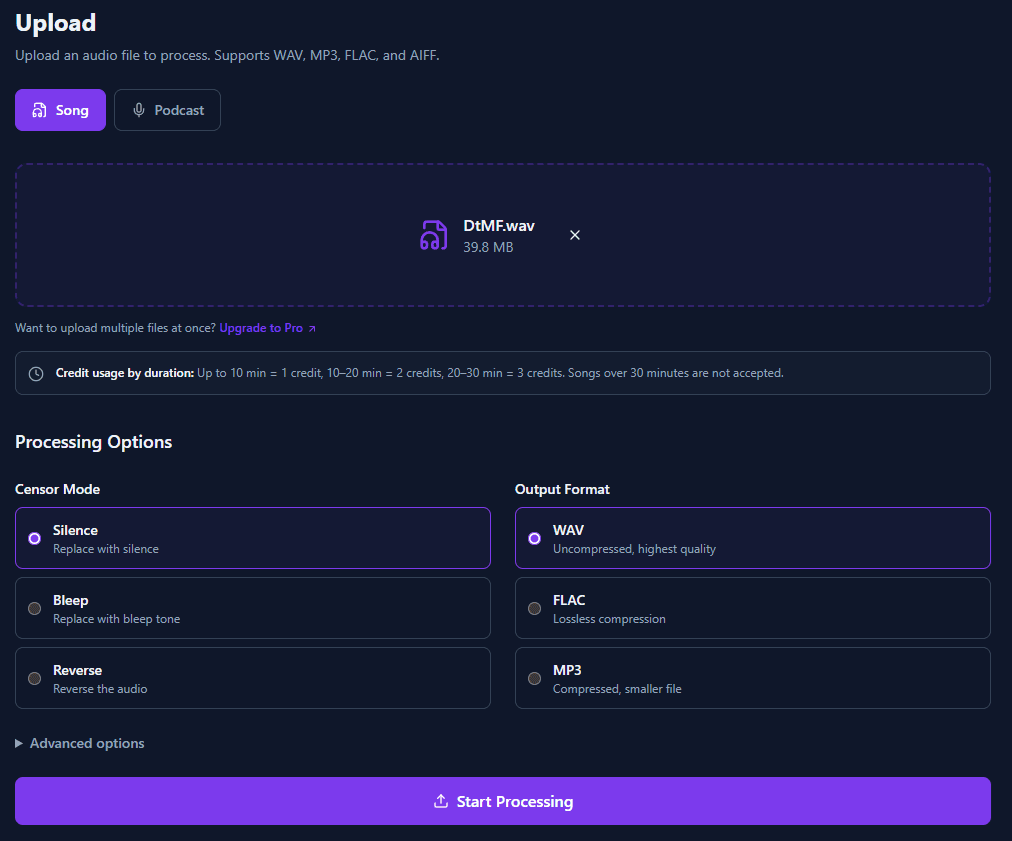 BleepKit upload page